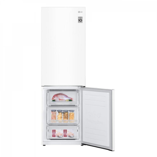 LG | Refrigerator | GBB61SWJMN | Energy efficiency class E | Free standing | Combi | Height 186 cm | No Frost system | Fridge net capacity 234 L | Freezer net capacity 107 L | Display | 36 dB | White