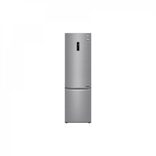 LG | Refrigerator | GBB72PZDMN | Energy efficiency class E | Free standing | Combi | Height 203 cm | No Frost system | Fridge net capacity 277 L | Freezer net capacity 107 L | Display | 36 dB | Silver