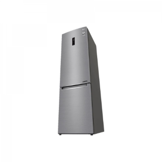 LG | Refrigerator | GBB72PZDMN | Energy efficiency class E | Free standing | Combi | Height 203 cm | No Frost system | Fridge net capacity 277 L | Freezer net capacity 107 L | Display | 36 dB | Silver
