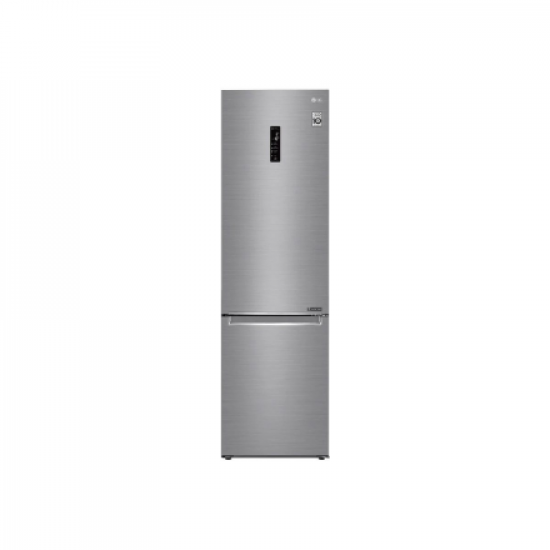 LG | Refrigerator | GBB72PZDMN | Energy efficiency class E | Free standing | Combi | Height 203 cm | No Frost system | Fridge net capacity 277 L | Freezer net capacity 107 L | Display | 36 dB | Silver