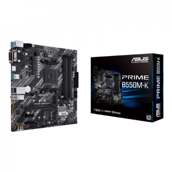 Asus | PRIME B550M-K | Processor family AMD | Processor socket AM4 | DDR4 | Memory slots 4 | Chipset AMD B | Micro ATX