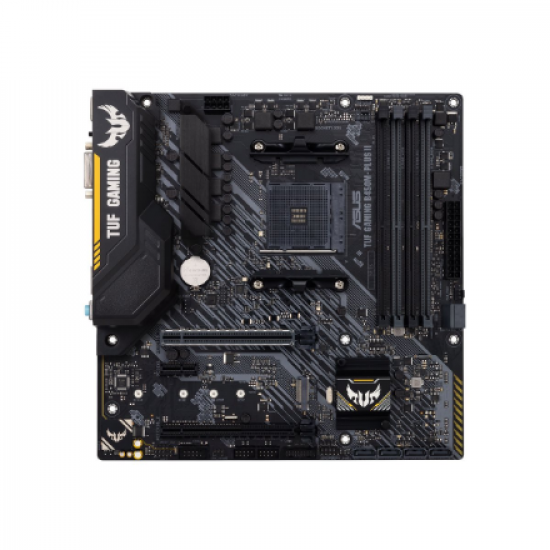 Asus | TUF GAMING B450M-PLUS II | Processor family AMD | Processor socket AM4 | DDR4 | Memory slots 4 | Number of SATA connectors 6 x SATA III | Chipset AMD B | Micro ATX