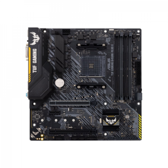 Asus | TUF GAMING B450M-PLUS II | Processor family AMD | Processor socket AM4 | DDR4 | Memory slots 4 | Number of SATA connectors 6 x SATA III | Chipset AMD B | Micro ATX