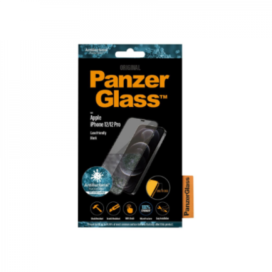 PanzerGlass | Apple | For iPhone 12/12 Pro | Glass | Black | 100% touch; The coating is non-toxic | Case Friendly