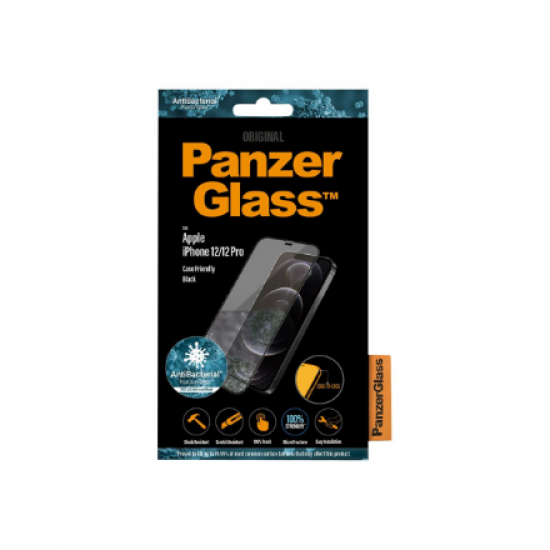 PanzerGlass | Apple | For iPhone 12/12 Pro | Glass | Black | 100% touch; The coating is non-toxic | Case Friendly