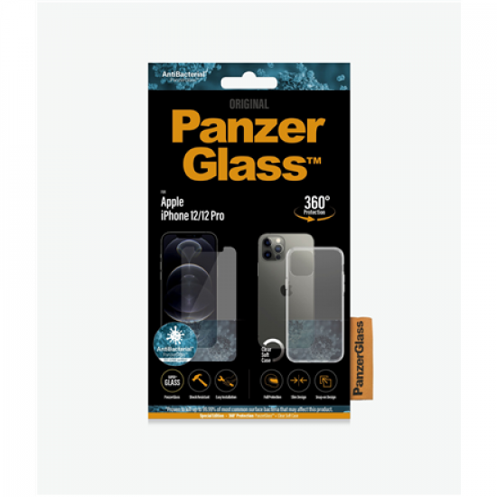 PanzerGlass | TPU Case | Apple | iPhone 12/ 12 Pro | Tempered glass | Transparent | This 360⁰ bundle includes a PanzerGlass screen protector and a clear TPU case cover which gives the phone a full body protection; Full frame coverage; Rounded edges; Cryst