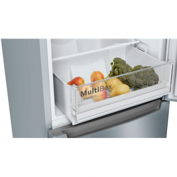 Bosch | Serie 2 Refrigerator | KGN33NLEB | Energy efficiency class E | Free standing | Combi | Height 176 cm | No Frost system | Fridge net capacity 193 L | Freezer net capacity 89 L | 42 dB | Stainless steel