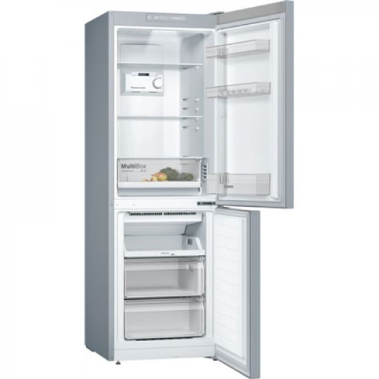 Bosch | Serie 2 Refrigerator | KGN33NLEB | Energy efficiency class E | Free standing | Combi | Height 176 cm | No Frost system | Fridge net capacity 193 L | Freezer net capacity 89 L | 42 dB | Stainless steel