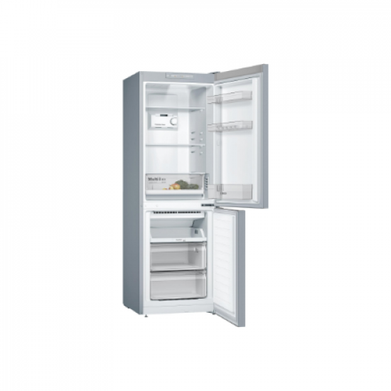 Bosch | Serie 2 Refrigerator | KGN33NLEB | Energy efficiency class E | Free standing | Combi | Height 176 cm | No Frost system | Fridge net capacity 193 L | Freezer net capacity 89 L | 42 dB | Stainless steel