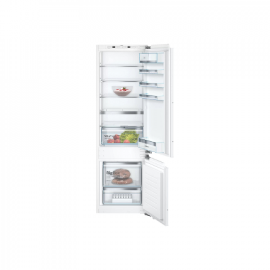 Bosch | Serie 6 Refrigerator | KIS87AFE0 | Energy efficiency class E | Built-in | Combi | Height 177 cm | Fridge net capacity 209 L | Freezer net capacity 63 L | Display | 36 dB | White