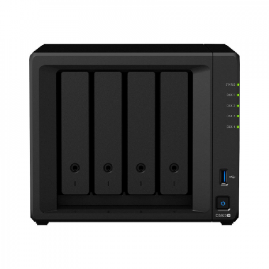 Synology | Tower NAS | DS920+ | up to 4 HDD/SSD Hot-Swap | Intel Celeron | Intel Celeron J4125 Quad Core | Processor frequency 2 GHz | 4 GB | DDR4