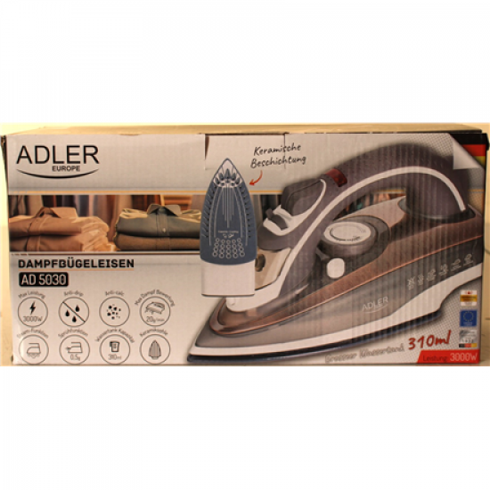SALE OUT. | Adler | Iron | AD 5030 | Steam Iron | 3000 W | Water tank capacity 310 ml | Continuous steam 20 g/min | Brown | DAMAGED PACKAGING