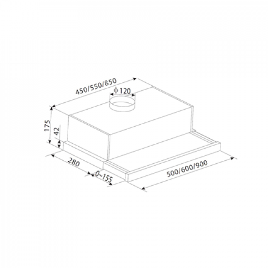 CATA | Hood | TFH 5250 X | Telescopic | Energy efficiency class D | Width 50 cm | 325 m³/h | Slider control | LED | Inox
