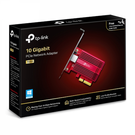 TP-LINK | TX401 | Gigabit PCI Express Network Adapter | 10/100/1000 Mbit/s | 1× PCI Express 3.0 x4, 1× RJ45 Gigabit/Megabit Port
