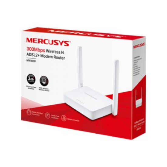 Wireless N ADSL2+ Modem Router | MW300D | 802.11n | 300 Mbit/s | 10/100 Mbit/s | Ethernet LAN (RJ-45) ports 3 | Mesh Support No | MU-MiMO No | No mobile broadband | Antenna type  2×External