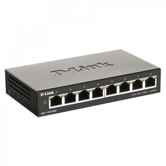 D-Link | Smart Gigabit Ethernet Switch | DGS-1100-08V2 | Managed | Desktop | Power supply type External | 24 month(s)