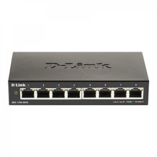 D-Link | Smart Gigabit Ethernet Switch | DGS-1100-08V2 | Managed | Desktop | Power supply type External | 24 month(s)