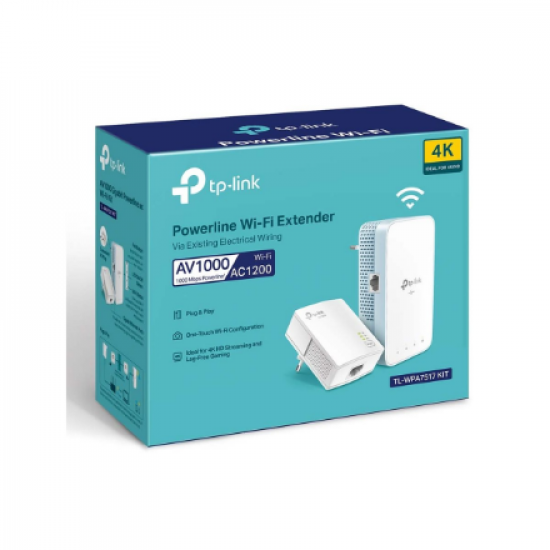 TP-LINK | Gigabit Powerline Kit | TL-WPA7517 | 10/100/1000 Mbit/s | Ethernet LAN (RJ-45) ports 1+1 | 802.11ac | 2GHz/5GHz | Wi-Fi data rate (max) 300+433 Mbit/s