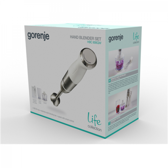 Gorenje | Blender | HBC806QW | Hand Blender | 800 W | Jar material Plastic | Jar capacity 0.5 L | Chopper | White
