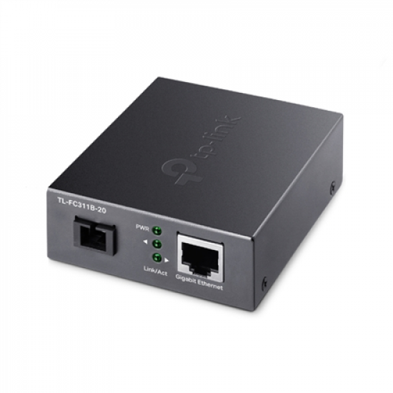 TP-LINK | Gigabit Single-Mode WDM Media Converter | TL-FC311B-20 | Gigabit SC Fiber Port | 10/100/1000 Mbps RJ45 Port (Auto MDI/MDIX)