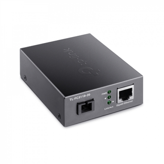 TP-LINK | Gigabit Single-Mode WDM Media Converter | TL-FC311B-20 | Gigabit SC Fiber Port | 10/100/1000 Mbps RJ45 Port (Auto MDI/MDIX)