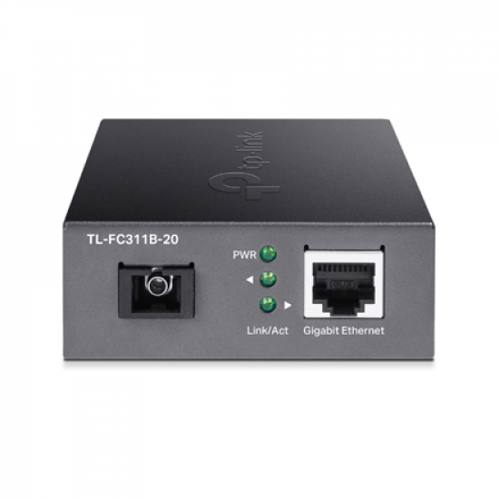 TP-LINK | Gigabit Single-Mode WDM Media Converter | TL-FC311B-20 | Gigabit SC Fiber Port | 10/100/1000 Mbps RJ45 Port (Auto MDI/MDIX)