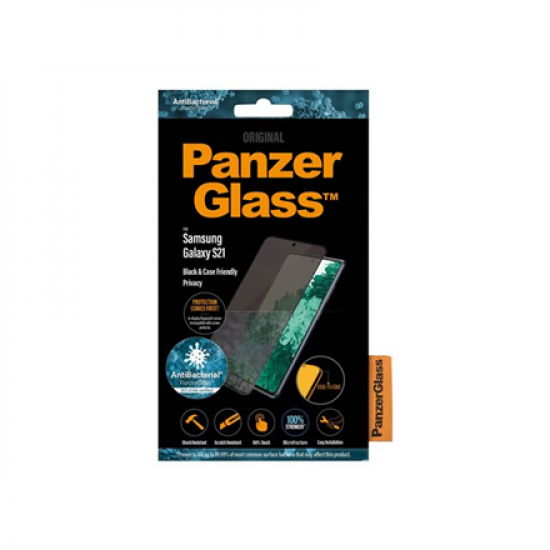 PanzerGlass | Case Friendly Screen Protector | P7263 | Samsung | Galaxy S21 Series | Antibacterial glass | Black | Case Friendly; Easy Edge Installation; Full frame coverage; Rounded edges; Crystal clear; Original PanzerGlass | Antifingerprint screen prot
