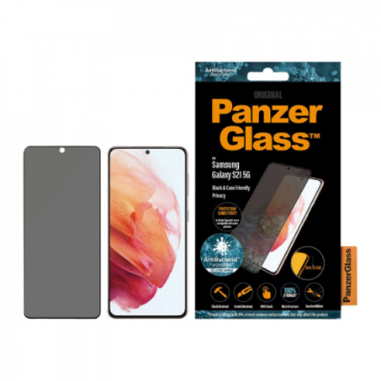 PanzerGlass | Case Friendly Screen Protector | P7263 | Samsung | Galaxy S21 Series | Antibacterial glass | Black | Case Friendly; Easy Edge Installation; Full frame coverage; Rounded edges; Crystal clear; Original PanzerGlass | Antifingerprint screen prot