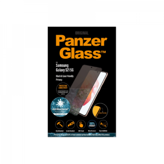 PanzerGlass | Case Friendly Screen Protector | P7263 | Samsung | Galaxy S21 Series | Antibacterial glass | Black | Case Friendly; Easy Edge Installation; Full frame coverage; Rounded edges; Crystal clear; Original PanzerGlass | Antifingerprint screen prot