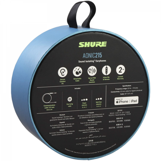 Shure SE215 Earphone, Blue W/MODEL: RMCE-UNI | Shure