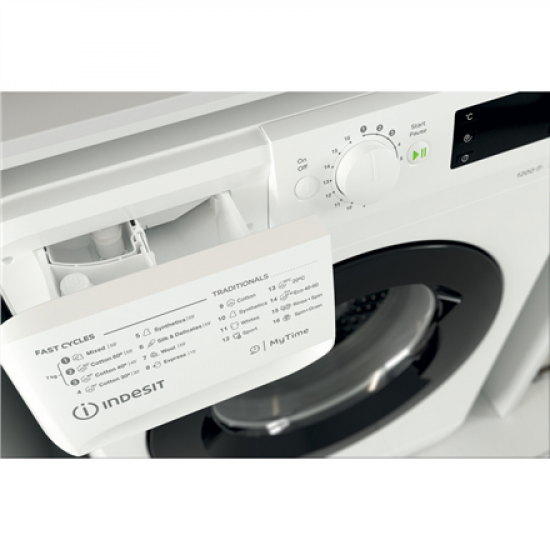 INDESIT | Washing machine | MTWE 71252 WK EE | Energy efficiency class E | Front loading | Washing capacity 7 kg | 1200 RPM | Depth 54 cm | Width 59.5 cm | Display | Big Digit | White