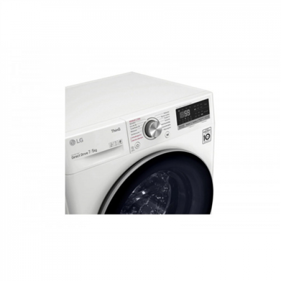 LG | Washing Machine With Dryer | F2DV5S7S1E | Energy efficiency class D | Front loading | Washing capacity 7 kg | 1200 RPM | Depth 46 cm | Width 60 cm | Display | LED | Drying system | Drying capacity 5 kg | Steam function | Direct drive | Wi-Fi | White