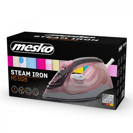 Mesko | Iron | MS 5028 | Steam Iron | 2600 W | Continuous steam 35 g/min | Steam boost performance 60 g/min | Pink/Grey