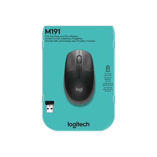 Logitech | Full size Mouse | M190 | Wireless | USB | Charcoal