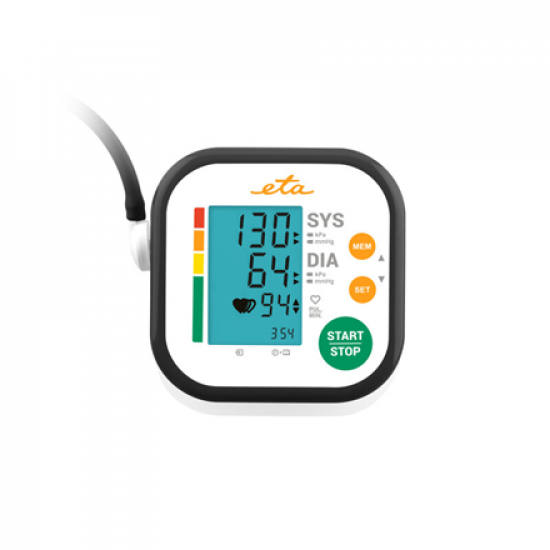 ETA | Upper Arm Blood Pressure Monitor | ETA229790000 | Memory function | Number of users 2 user(s) | 4 | Suitable for home use. Measurement of systolic and diastolic pressure, pulse. Oscillometric measurement method. Display of measured values ​​on LCD. 