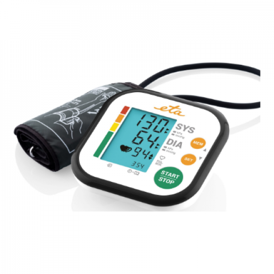 ETA | Upper Arm Blood Pressure Monitor | ETA229790000 | Memory function | Number of users 2 user(s) | 4 | Suitable for home use. Measurement of systolic and diastolic pressure, pulse. Oscillometric measurement method. Display of measured values ​​on LCD. 
