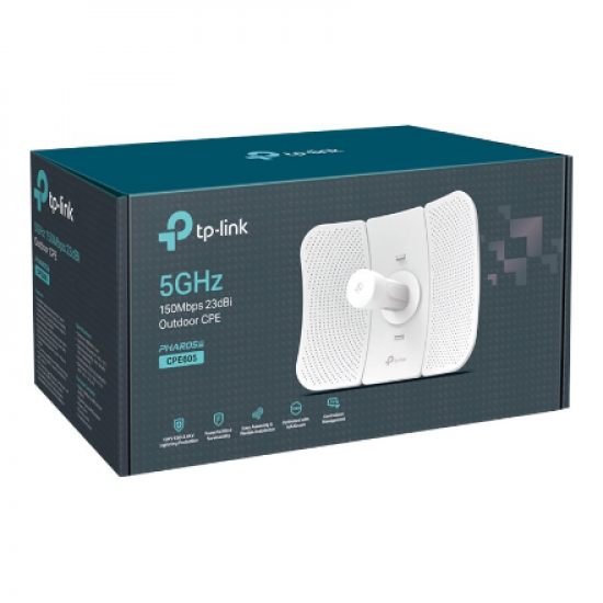 5GHz 150Mbps 23dBi Outdoor CPE | CPE605 | 802.11n | 150 Mbit/s | 10/100 Mbit/s | Ethernet LAN (RJ-45) ports 1 | Mesh Support No | MU-MiMO No | No mobile broadband | Antenna type 1xInternal
