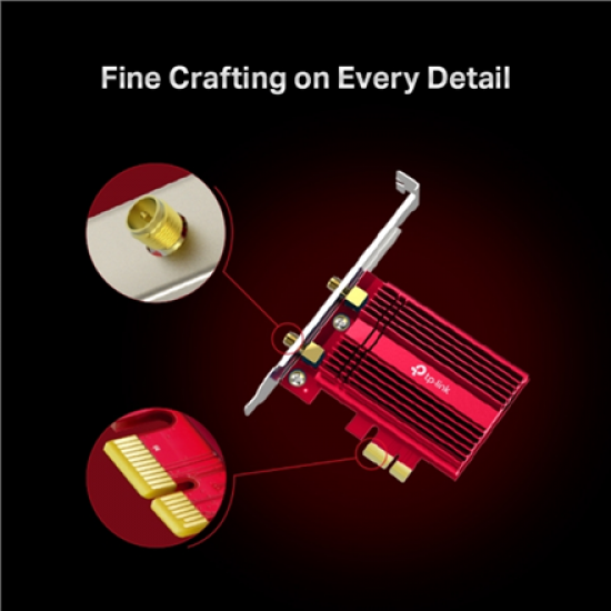 TP-LINK | AX3000 Wi-Fi 6 Bluetooth 5.0 PCIe Adapter | TX3000E | 2.4GHz/5GHz | Antenna type 2xHigh-Gain External Antennas | 574+2402 Mbit/s