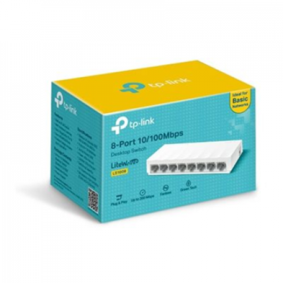 TP-LINK | 8-Port 10/100Mbps Desktop Network Switch | LS1008 | Unmanaged | Desktop | Power supply type External