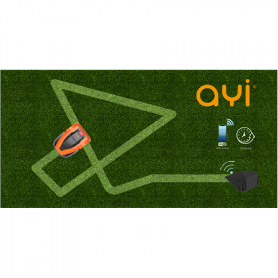 AYI | Robot Lawn Mower | A1 600i | Mowing Area 600 m² | WiFi APP Yes (Android; iOs) | Working time 60 min | Brushless Motor | Maximum Incline 37 % | Speed 22 m/min | Waterproof IPX4 | 68 dB | 2600 mAh | 120 m boundary wire; 120 pcs. staples; 9 x Cutting b