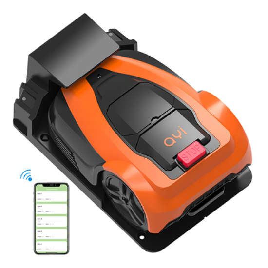 AYI | Robot Lawn Mower | A1 600i | Mowing Area 600 m² | WiFi APP Yes (Android; iOs) | Working time 60 min | Brushless Motor | Maximum Incline 37 % | Speed 22 m/min | Waterproof IPX4 | 68 dB | 2600 mAh | 120 m boundary wire; 120 pcs. staples; 9 x Cutting b