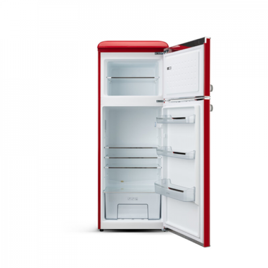 ETA | Refrigerator | ETA253490030E Storio retro | Energy efficiency class E | Free standing | Double Door | Height 148.2 cm | Fridge net capacity  170 L | Freezer net capacity 45 L | 44 dB | Red