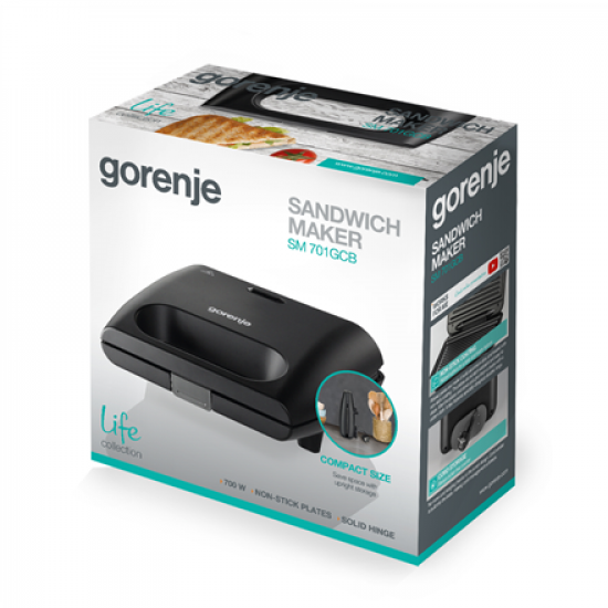Gorenje | Mini Grill | SM701GCB | Contact Grill | 700 W | Black
