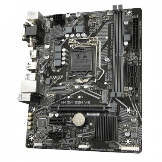Gigabyte | H410M S2H V2 1.0 M/B | Processor family Intel | Processor socket LGA1200 | DDR4 DIMM | Memory slots 2 | Supported hard disk drive interfaces SATA, M.2 | Number of SATA connectors 4 | Chipset Intel H | Micro ATX