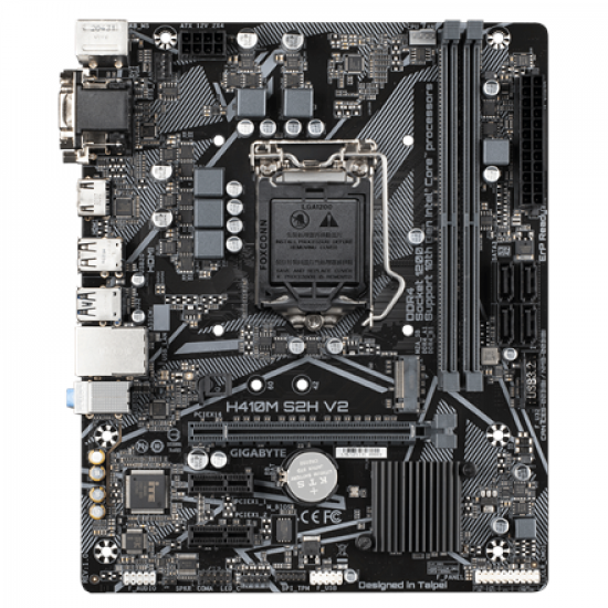 Gigabyte | H410M S2H V2 1.0 M/B | Processor family Intel | Processor socket LGA1200 | DDR4 DIMM | Memory slots 2 | Supported hard disk drive interfaces SATA, M.2 | Number of SATA connectors 4 | Chipset Intel H | Micro ATX