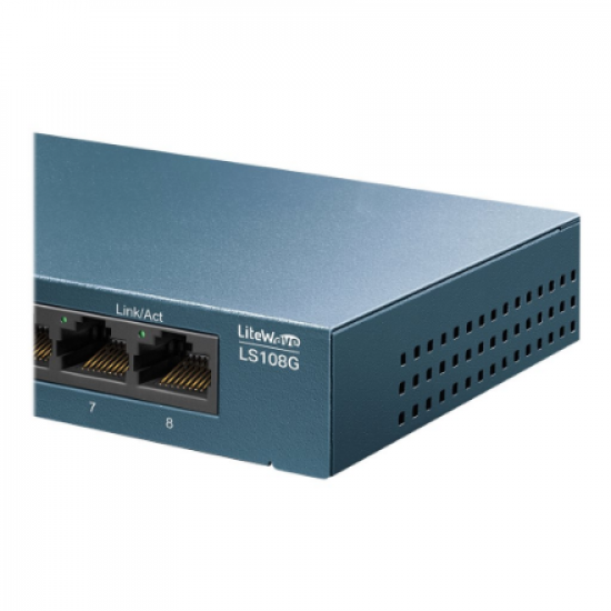 TP-LINK | 8-Port 10/100/1000Mbps Desktop Network Switch | LS108G | Unmanaged | Desktop | Power supply type External