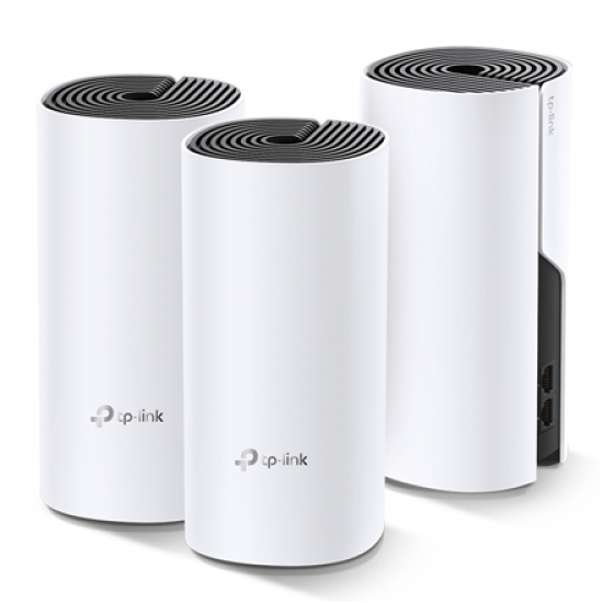 Whole Home Mesh Wi-Fi System | Deco E4 (3-pack) | 802.11ac | 867+300 Mbit/s | 10/100 Mbit/s | Ethernet LAN (RJ-45) ports 2 | Mesh Support Yes | MU-MiMO No | No mobile broadband | Antenna type 2xInternal
