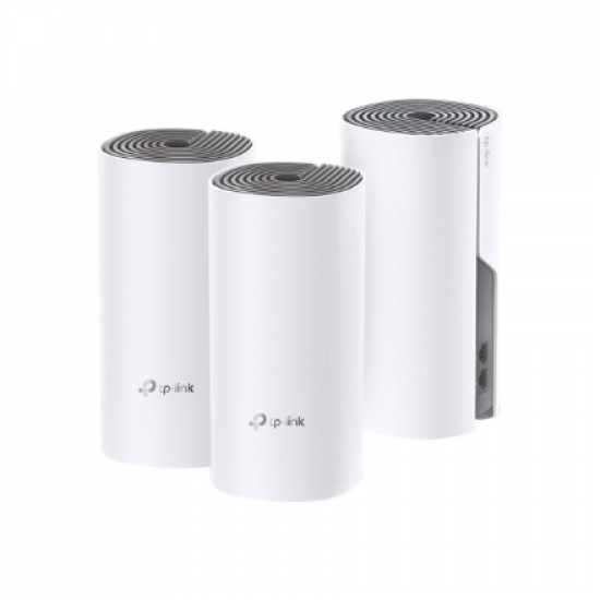 Whole Home Mesh Wi-Fi System | Deco E4 (3-pack) | 802.11ac | 867+300 Mbit/s | 10/100 Mbit/s | Ethernet LAN (RJ-45) ports 2 | Mesh Support Yes | MU-MiMO No | No mobile broadband | Antenna type 2xInternal