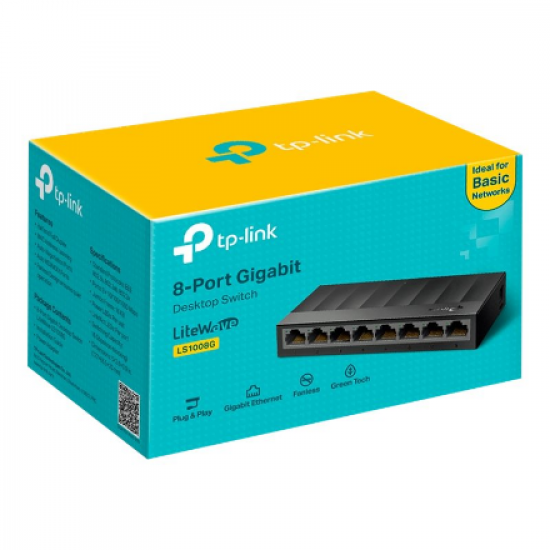 TP-LINK | Desktop Switch | LS1008G | Unmanaged | Desktop | Power supply type External