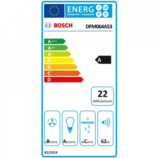 Bosch | Hood Serie 4 | DFM064A53 | Telescopic | Energy efficiency class A | Width 60 cm | 270 m³/h | Push Buttons | LED | Silver